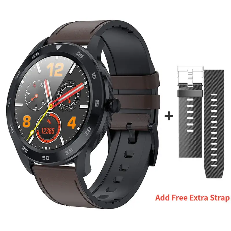 DT98 Smart Watch IP68 Waterproof 1.3 Full Round HD Screen ECG Detection Multi Dials Bluetooth Call Smartwatch Fitness Tracker - Цвет: Black Dark Brown