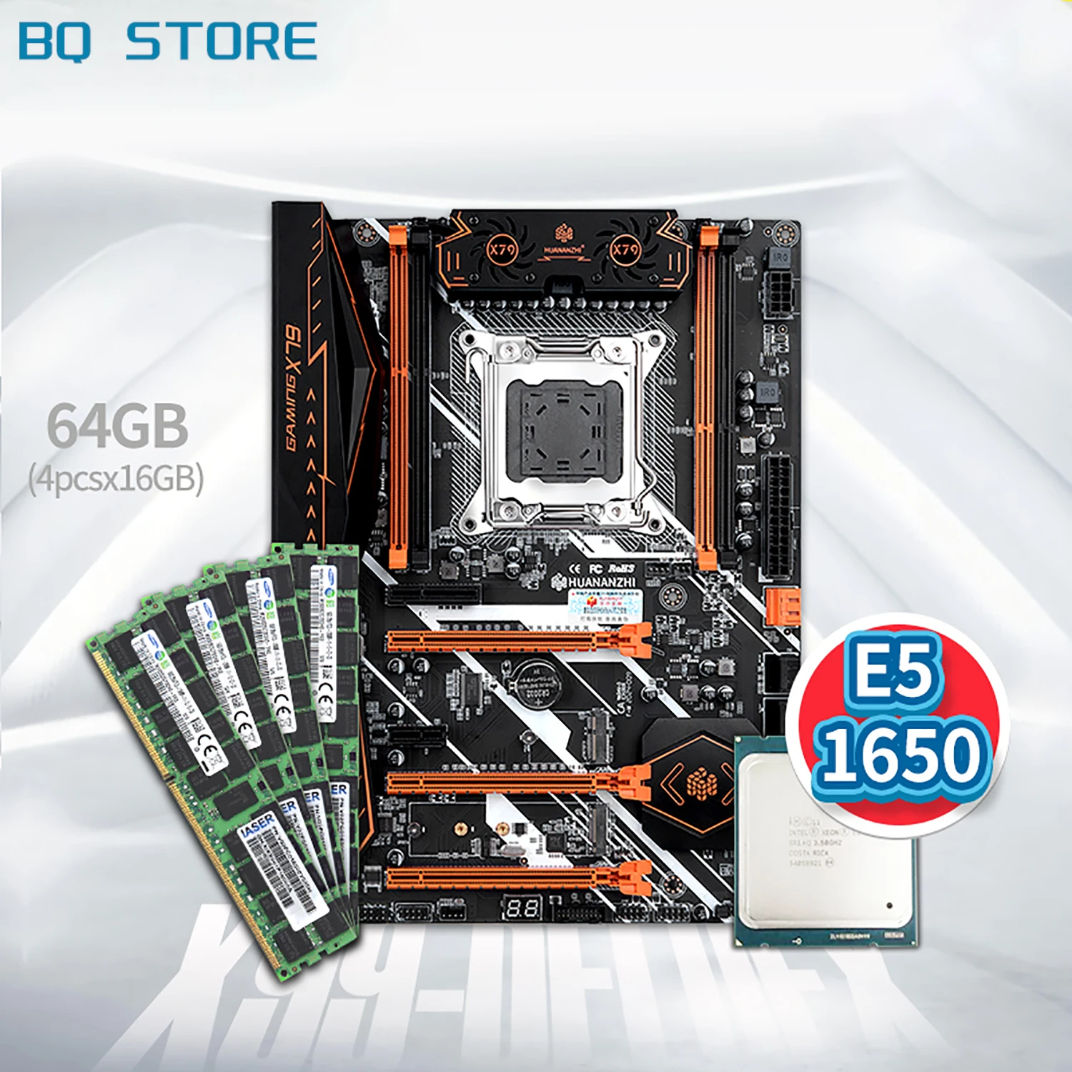 

HUANANZHI X79 DELUXE V7.1 Motherboard with Intel XEON E5 1650 with 4*16G DDR3 RECC memory combo kit set NVME SATA USB 3.0 ATX