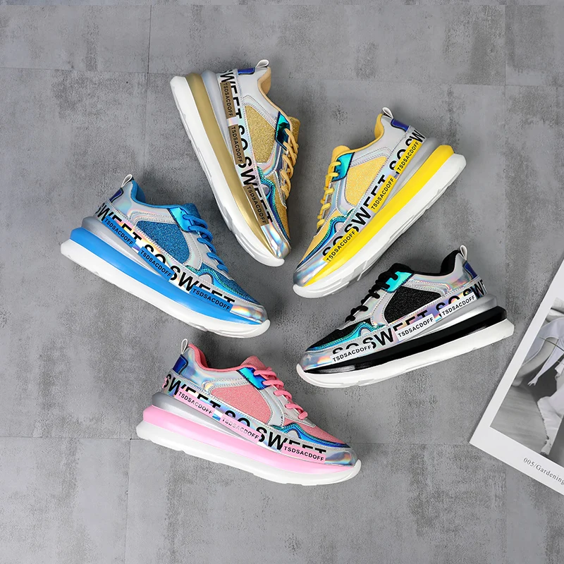 

Girls Twinkle Sport Wedge Shoes Sneakers for Women Bling Comfort Running Jogging Shoe Female Health Fitness Walking Training Gym