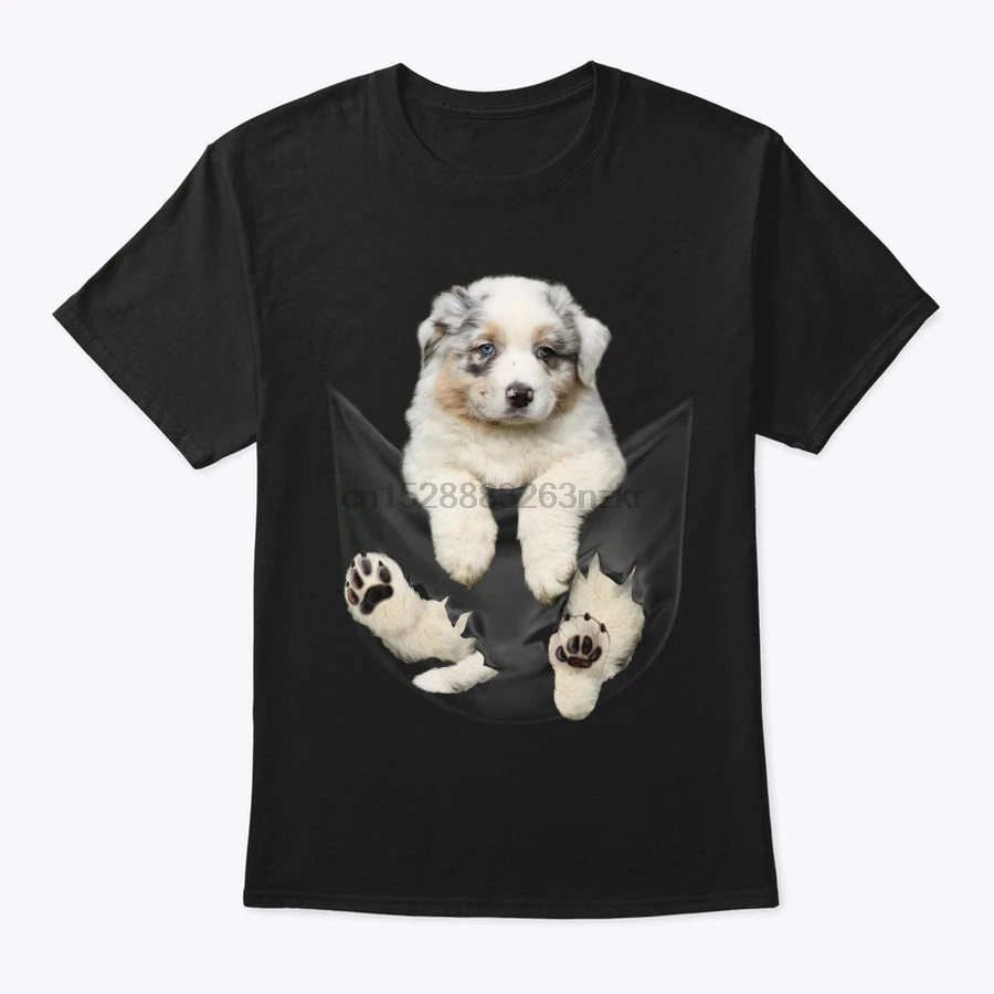 Мужская футболка австралийская овчалка с внутренним карманом Женская