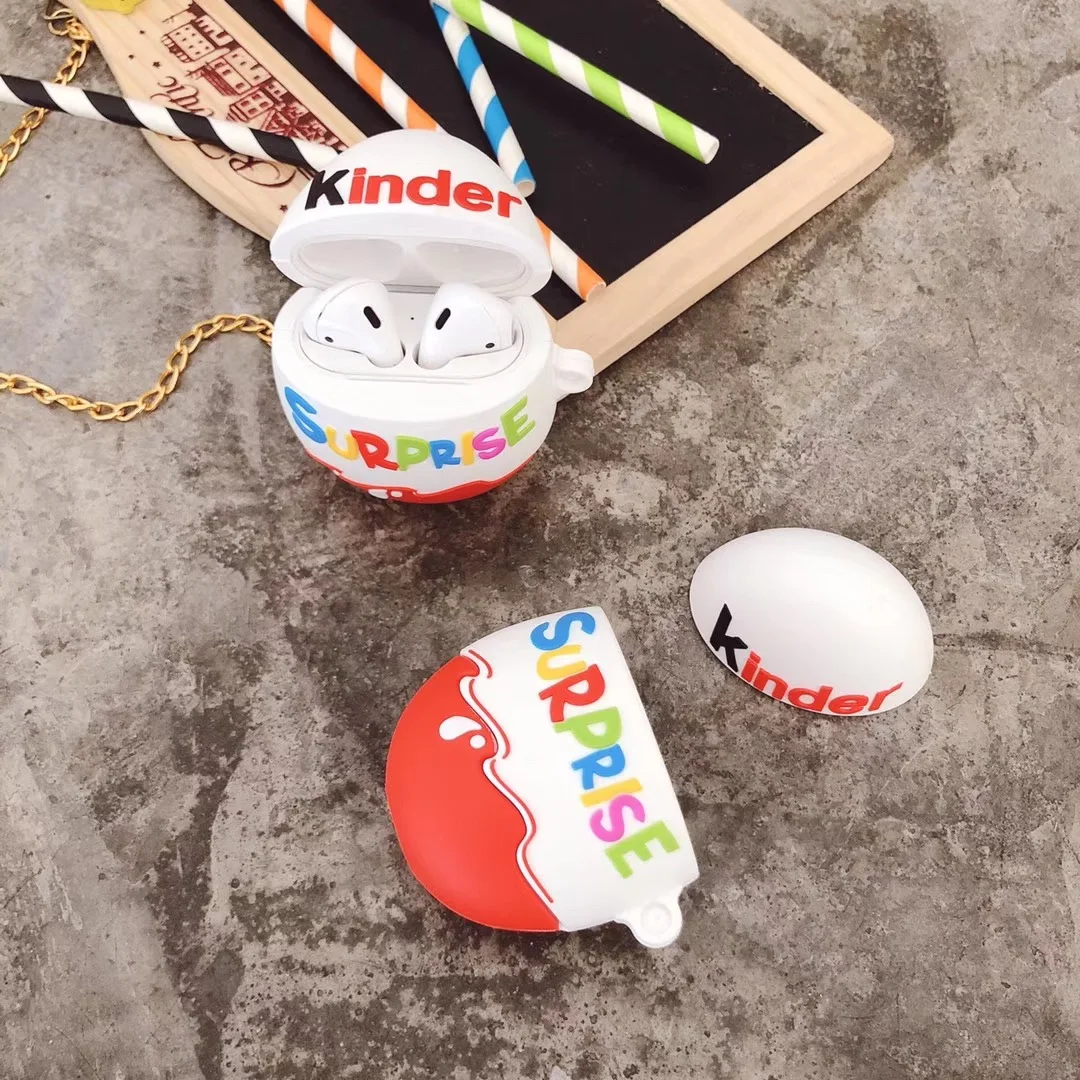 Забавный kinder fun eggs беспроводной Bluetooth чехол для наушников AirPods 2 1 шоколадный