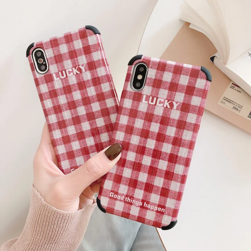 Lucky Красный Клетчатый силиконовый чехол для телефона iPhone 11 Pro XS MAX XR X