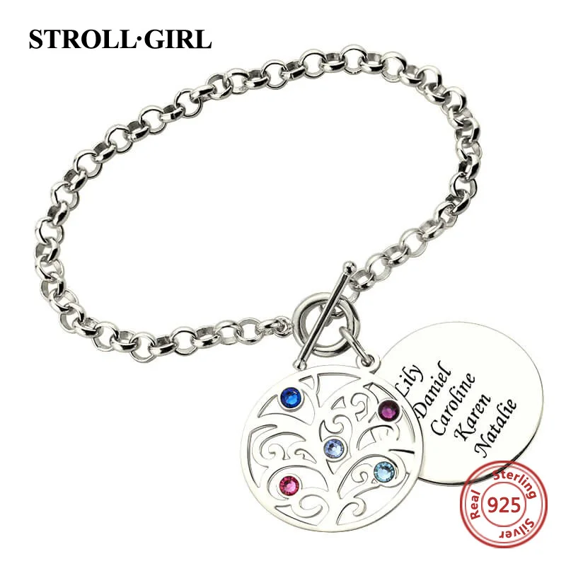 Браслет с круглым кулоном Strollgirl из серебра 925 пробы камнем