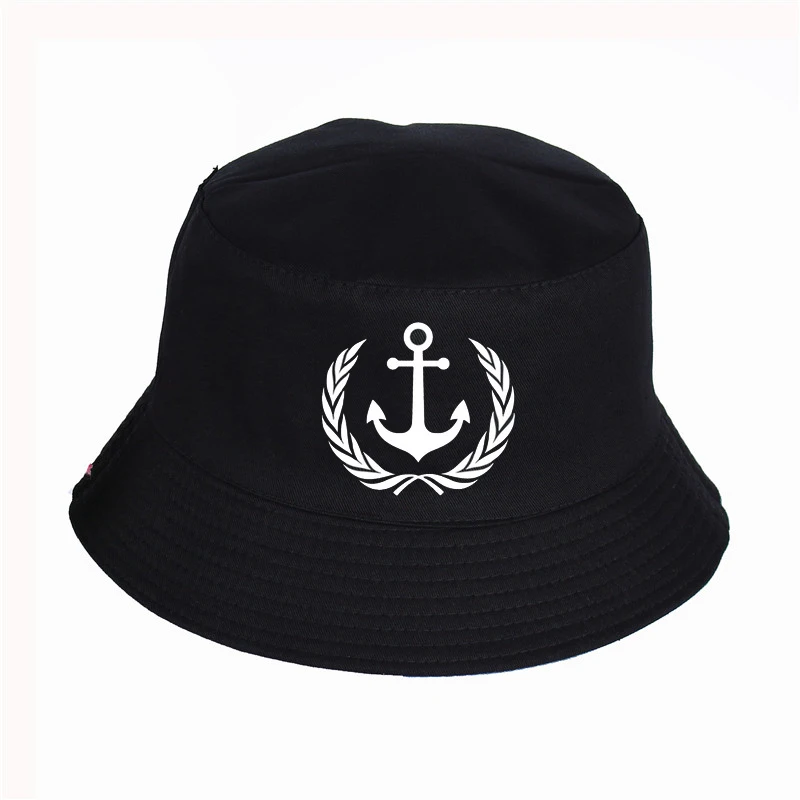 Anchor and Wreath Printed Bucket Hats Summer High quality fisherman's hat Women Men fisherman hat Snapback Hats