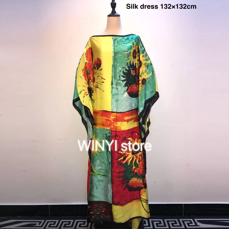 winyi 2021 africa dress Spring Summer New Arrivals o-neck Half Sleeve Print Pattern Women Loose Streetwear Floor-length Dress
