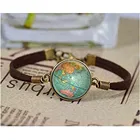 Женский кожаный браслет ручной работы, Ювелирное Украшение с изящными бусинами из коричневого натурального камня, Карта мира Земли, бижутерия, 2021