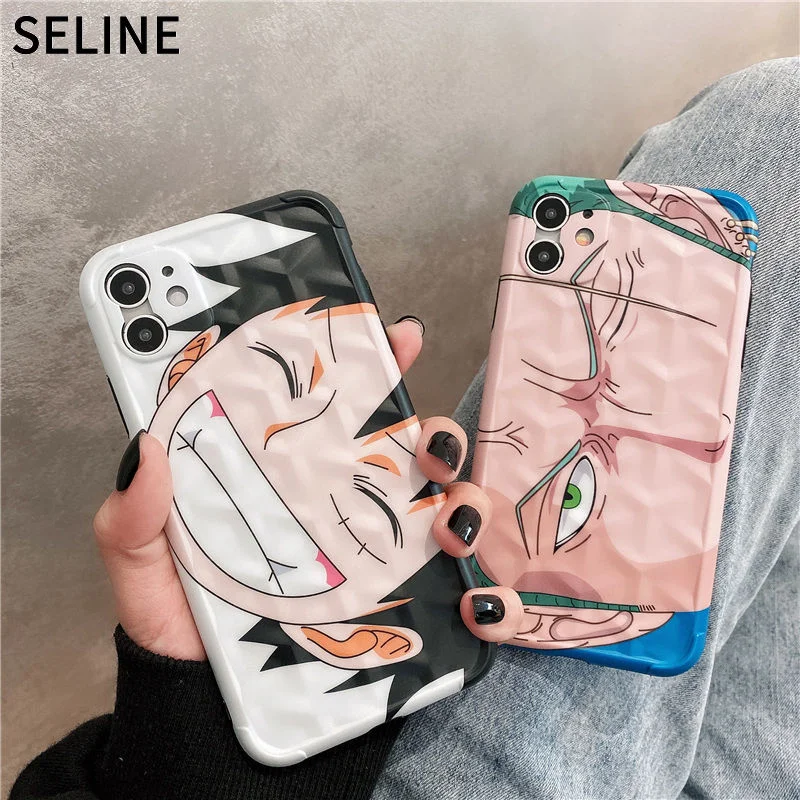 

Kawaii Anime One A Piece Luffy Roronoa Zoro Mobile Cell Phone Case For IPhone 11 12 Pro Max XS X XR SE 2020 7 8 Plus SE Covers