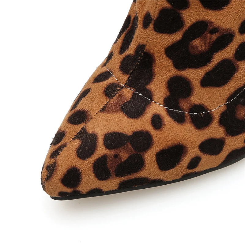 

2019 Women 11cm High Heels Suede Leopard Boots Fetish Sock Mid Calf Boots Dress Party Stiletto Heels Autumn Winter Luxury Shoes