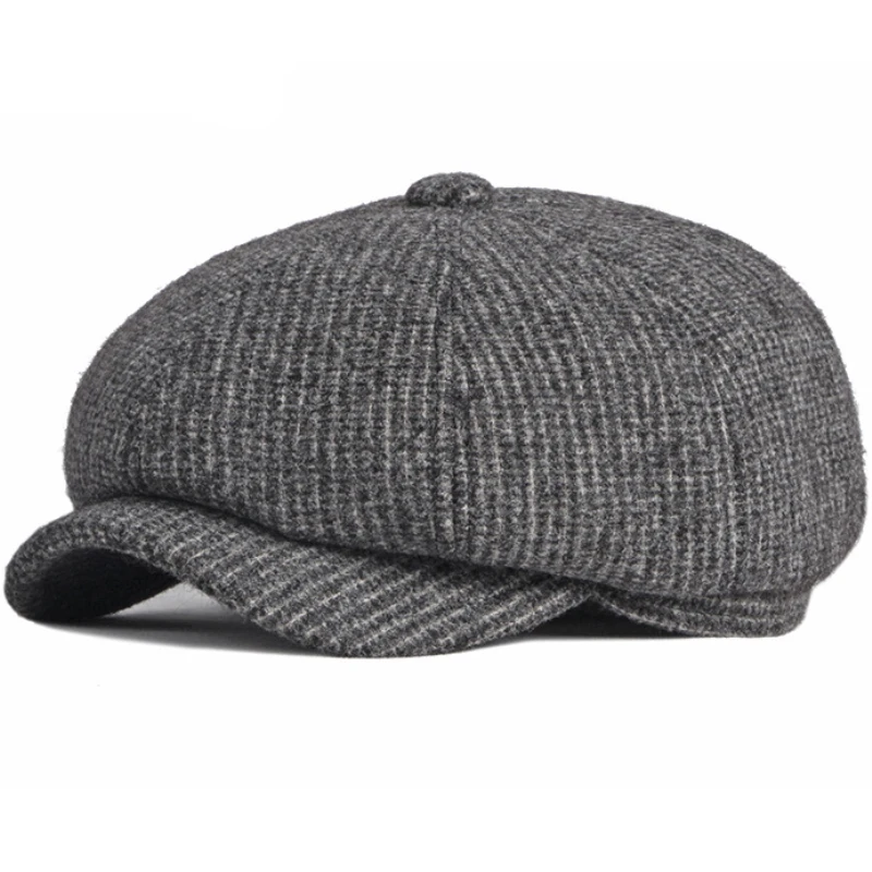 

HT3716 Berets Autumn Winter Wool Hat Men Earflap Flat Cap Male Vintage Octagonal Newsboy Cap Artist Painter Beret Hats Beret Cap