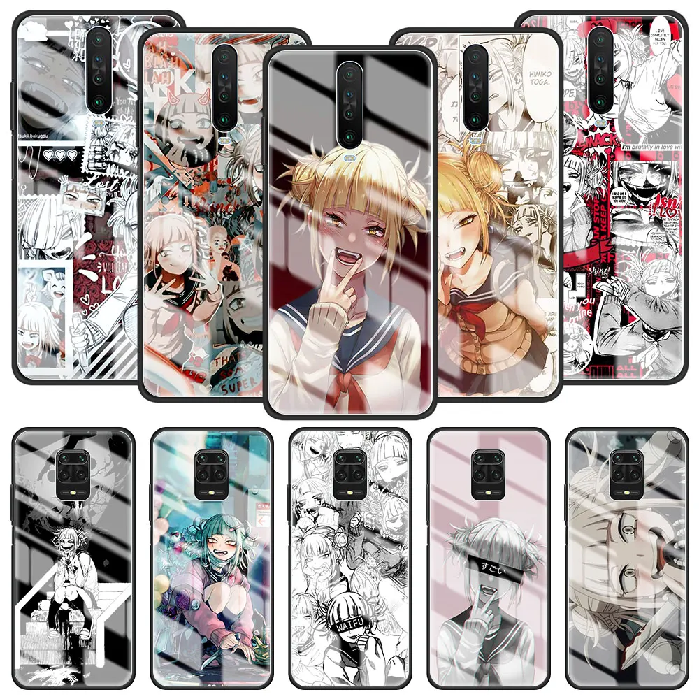 

Glass Case for Xiaomi Redmi Note 9S 8 9 8T 7 9C Mi 10T Pro 9T Poco X3 NFC Tempered Shell Cover Coque Himiko Toga Anime