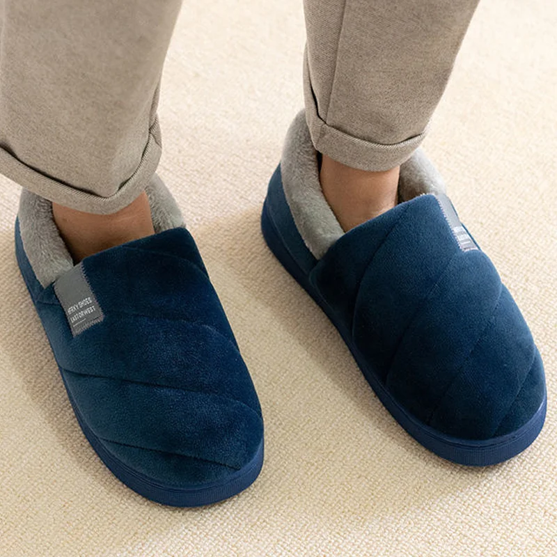 winter men home indoor warm slippers male plush cotton shoes comfortable bedroom slipper house footwear male fluffy slip on new free global shipping