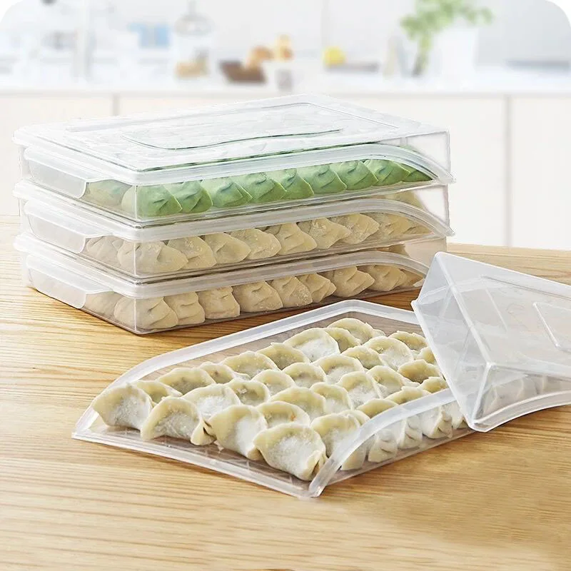 

Food Preservation Box Refrigerator Food Storage Box Kitchen Accessories Organizer Dumplings Vegetable Egg Holder Stackable Clear