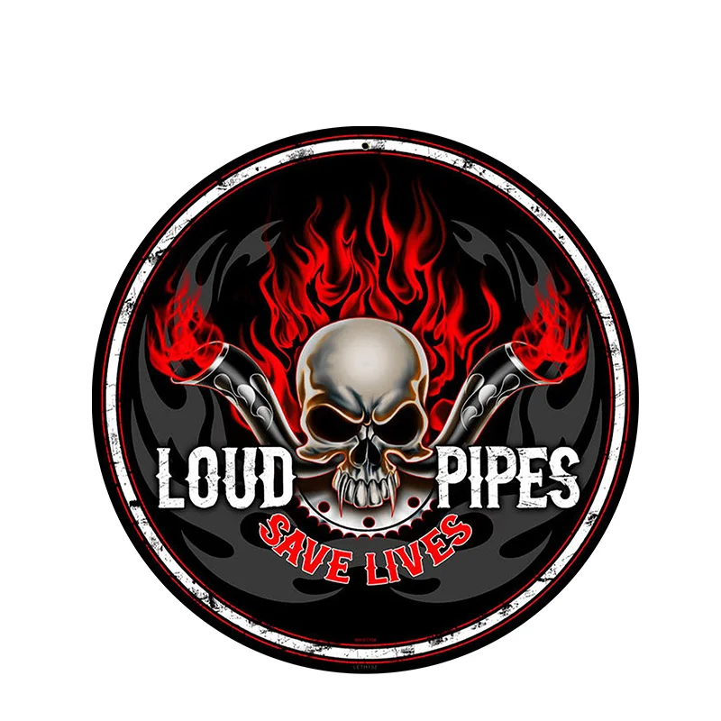 

For Retro Loud Pipes Skull Funny Car Sticker Window Bumper Decal Motorcycle Styling Vintage Graphics 13cm x