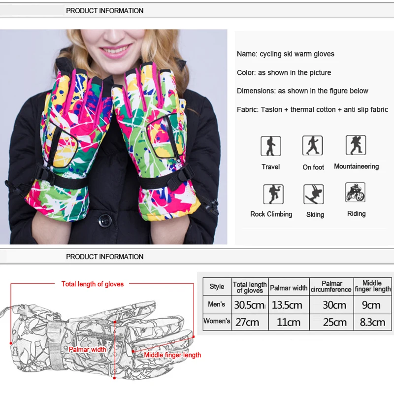 

Men Women Ski Gloves Ultralight Waterproof Winter Warm Gloves Snowboard Gloves Motorcycle Riding Snow Waterproof Gloves
