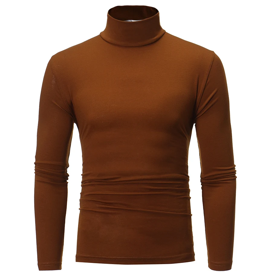 High Collar casual T-shirt 2022 Autumn And Winter New Solid Color Wild Men's Slim Long-sleeved Bottoming | Мужская одежда
