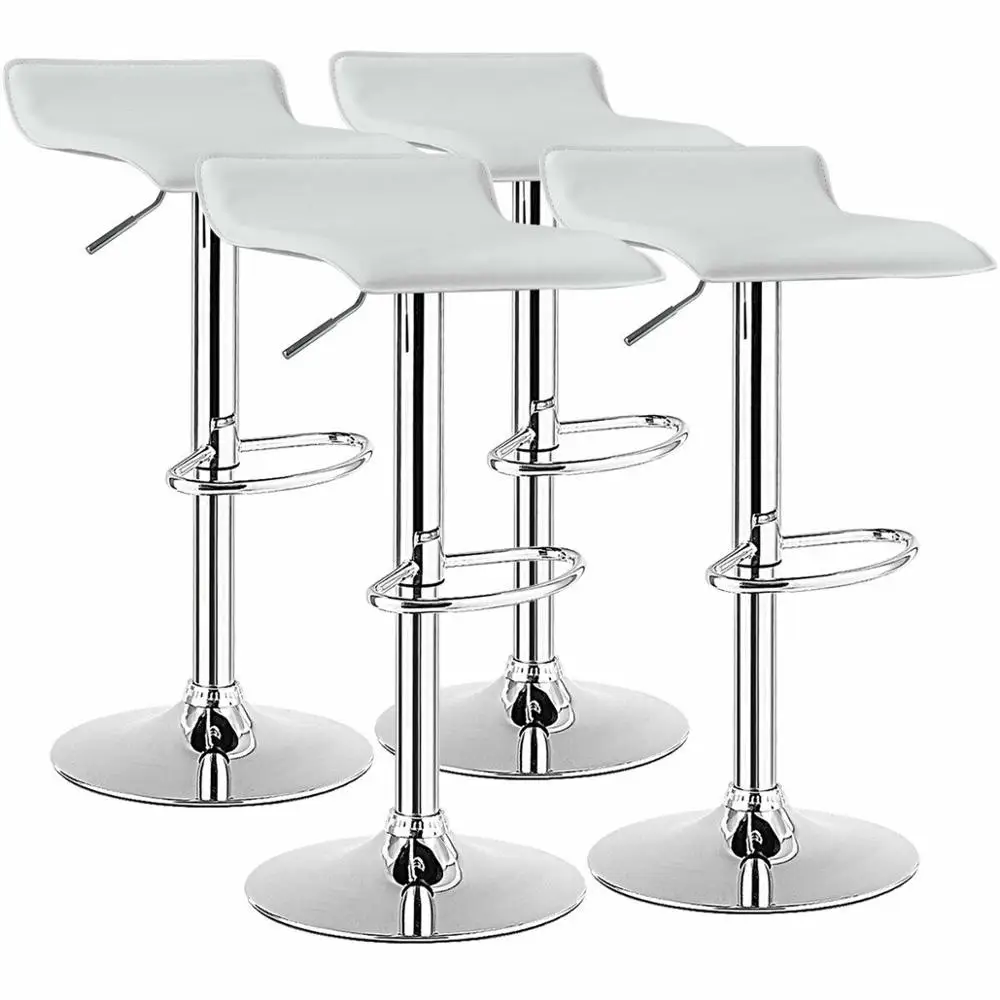 

Set of 4 Swivel Bar Stool PU Leather Adjustable Kitchen Counter Chair 2*HW66518