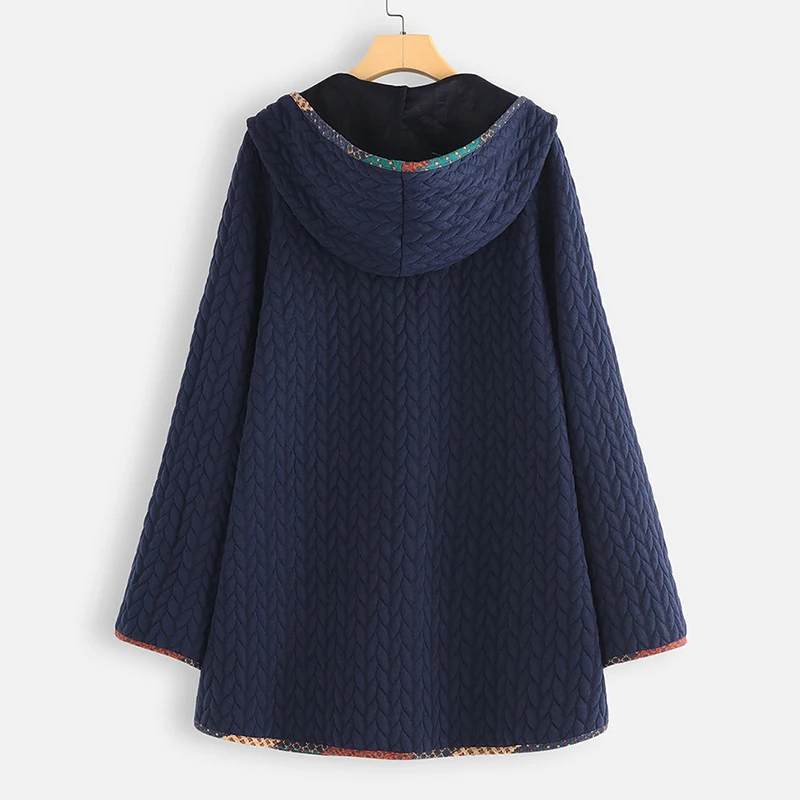 Женская Теплая Повседневная Свободная куртка с капюшоном пальто большого