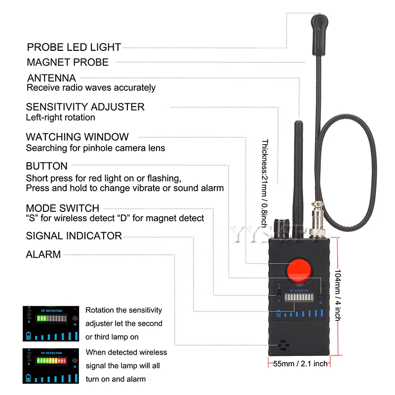 Профессиональный G328 мини шпион Скрытая Камера детектор радиочастот сигнала