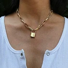 Модные панковские ожерелья с замком, Золотая цепочка, подвеска с висячим замком, ожерелье для женщин, модные массивные ювелирные изделия