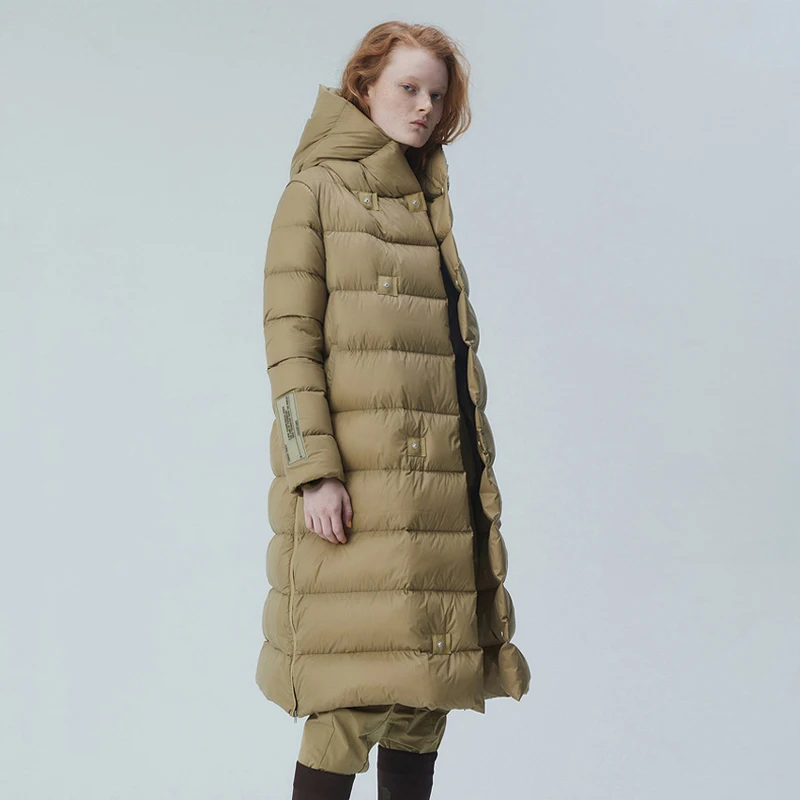 Luxury 2020 Winter Women's Down Jacket Solid Long Puffer Coat Warm Hooded Female White Duck Loose Feather Snow Outwear | Женская