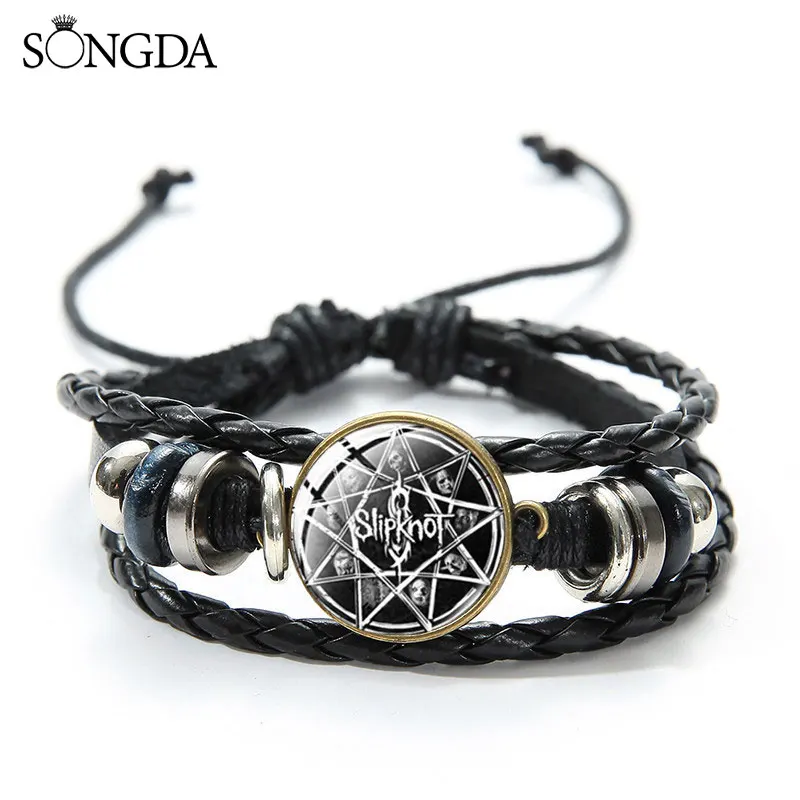 Популярный Многослойный кожаный браслет рок группы мужские и женские браслеты в