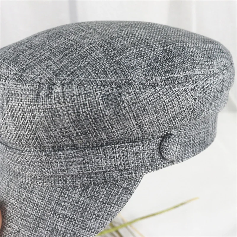 Бейсбольная кепка из хлопка и льна плоская темно-синяя универсальная британская