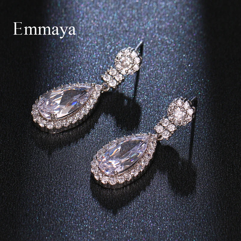 Emmaya New Fashion Long Waterdrop-shape White Earring For Women High Quality Zirconia Elegant Jewelry Charming Gift In Party | Украшения и