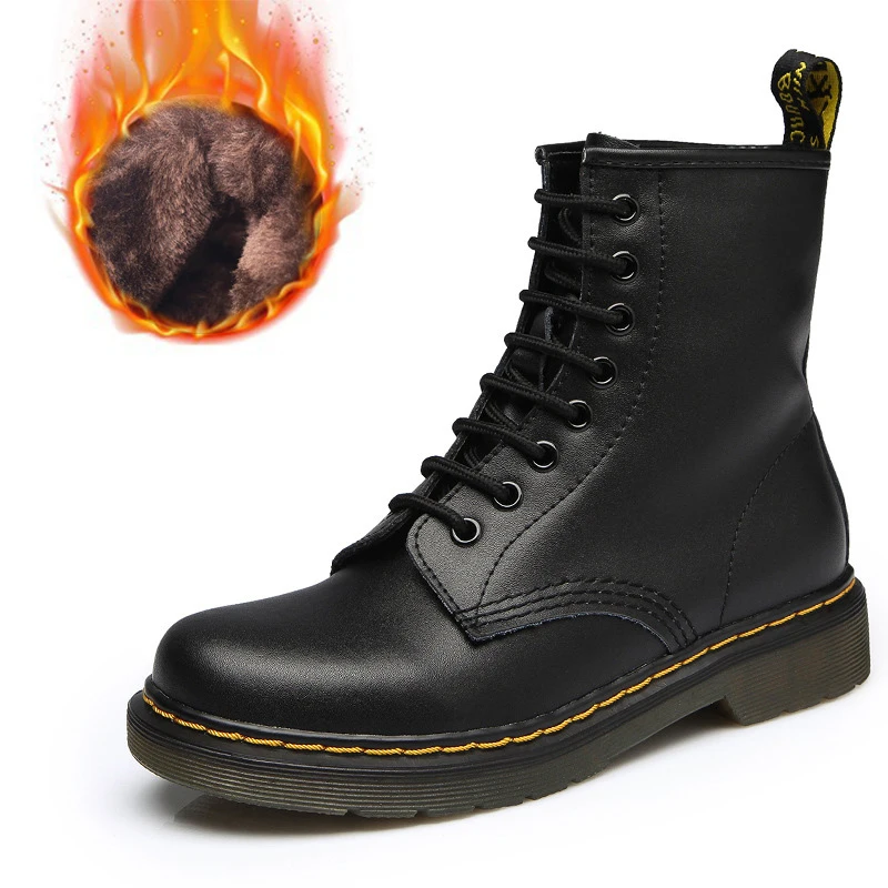 Модные женские ботинки из натуральной кожи зимние ботильоны Водонепроницаемая