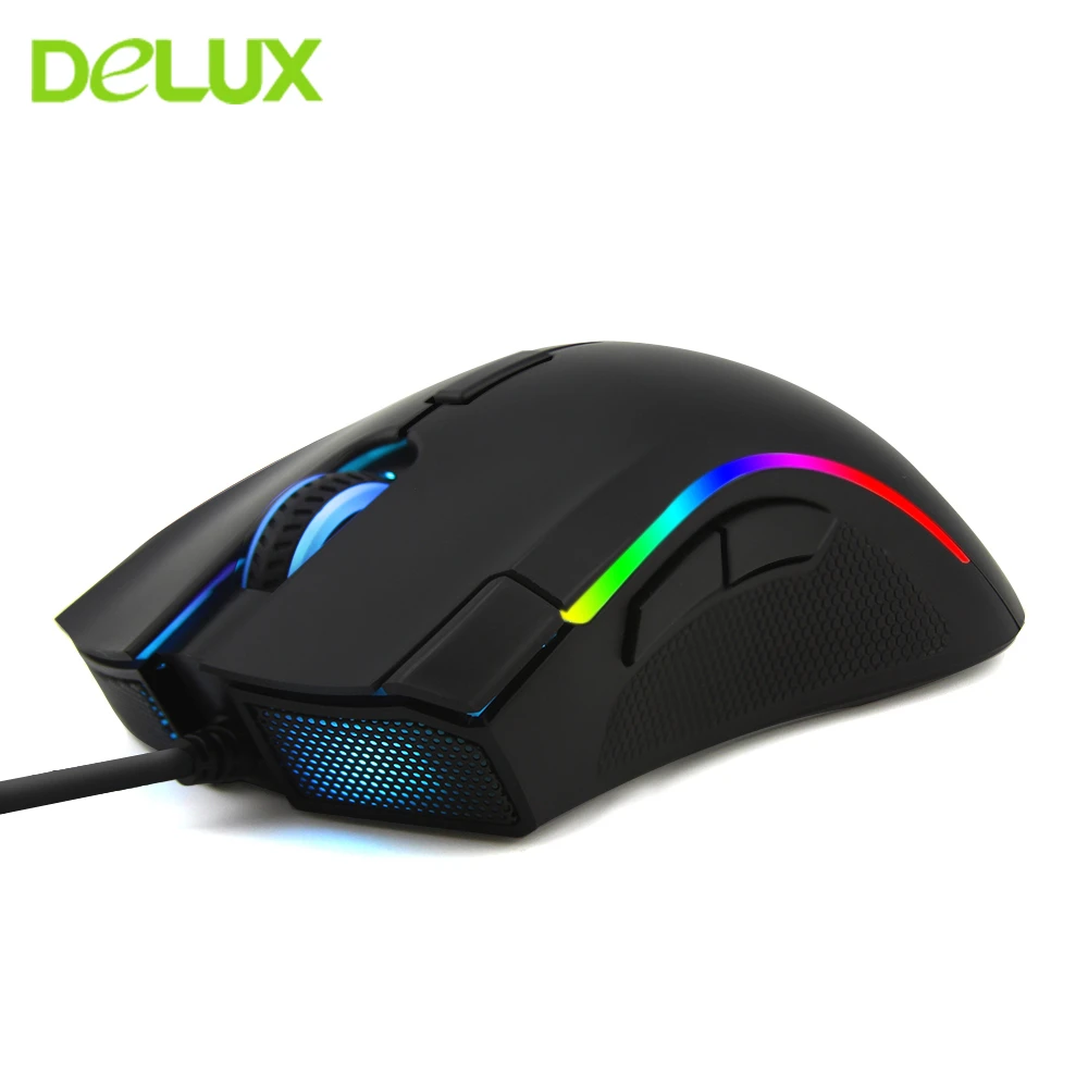 Delux M625 PMW3360 Gaming Computer Mouse Professional Gamer RGB Optical Usb Mause Ergonomic Wired 7 Buttons 12000 DPI Game Mice