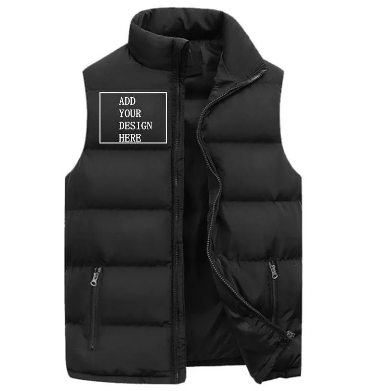 

Customized Vest Jacket Men's Winter Casual Zipper Coat Custom Vest Jackets Personalized Logo Badges Custom Men's Tops