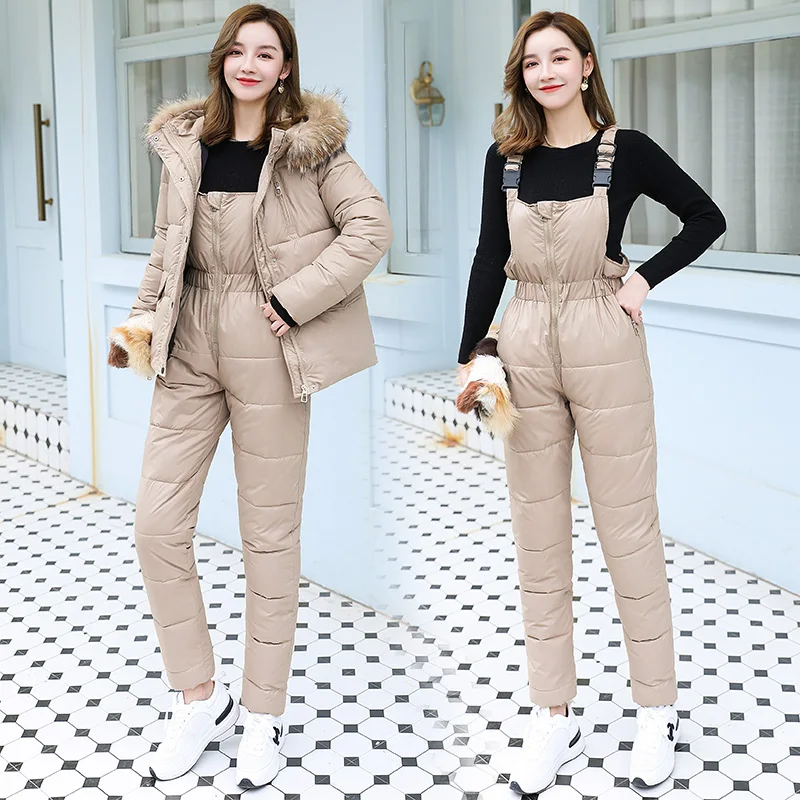 Winter Jumpsuit Women Overalls Bodysuit Jacket Parka Outdoor Snow Suits One Piece Ski Skiing Pant Sets Tracksuits 2PCS |