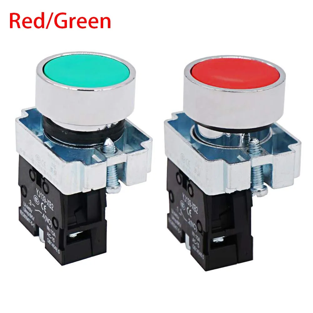 

22mm Panel Mount Momentary Single Pole Control Push Button Switch Green AC 240V Control Panels Machines Circuit Breakers