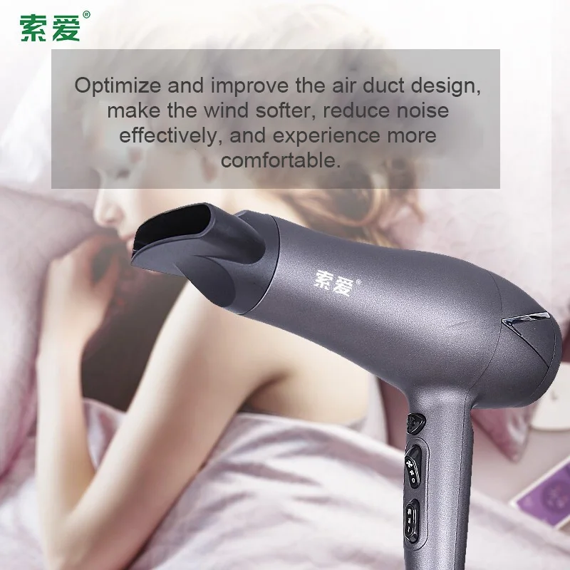 2000W Salon Hair Styling Hairdryer 2 Speed 3 Heat Settings Negative Ion Dryer Professional Blue Light Anion Blow | Бытовая техника
