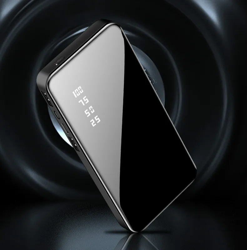Быстрое зеркальное зарядное устройство 30000 мАч LCDDual USB power bank для xiaomi iPhone X 8 7 6s huawei