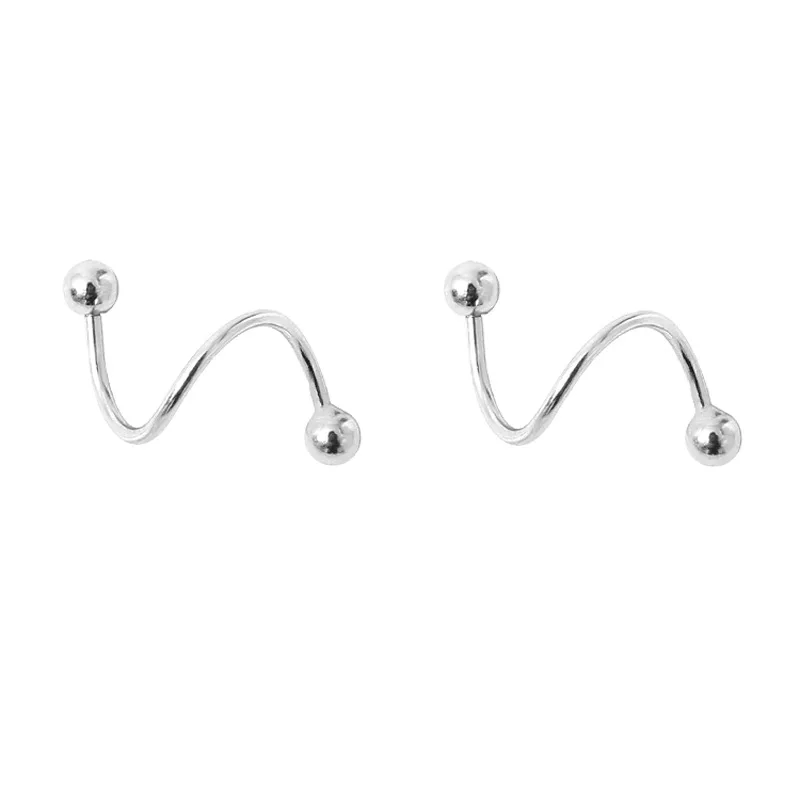 

Solid 925 Sterling Silver Simple Geometric Stud Earrings Minimalist Spiral Earrings Studs for Women Fine Jewelry