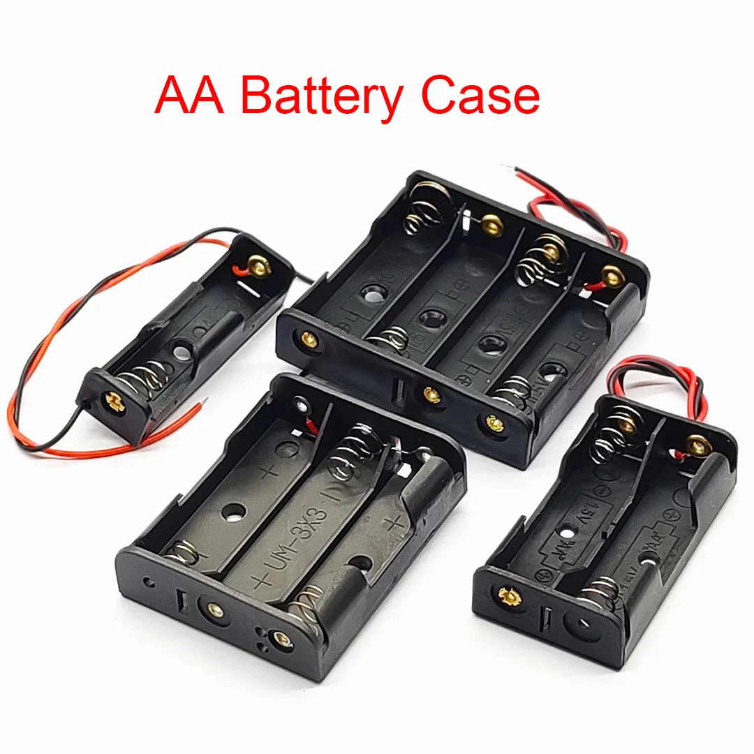 

AA Battery Holder AA 14500 Size Power Battery Storage Case AA Battery Box 14500 Box Leads With 1 2 3 4 Slots drop shipping