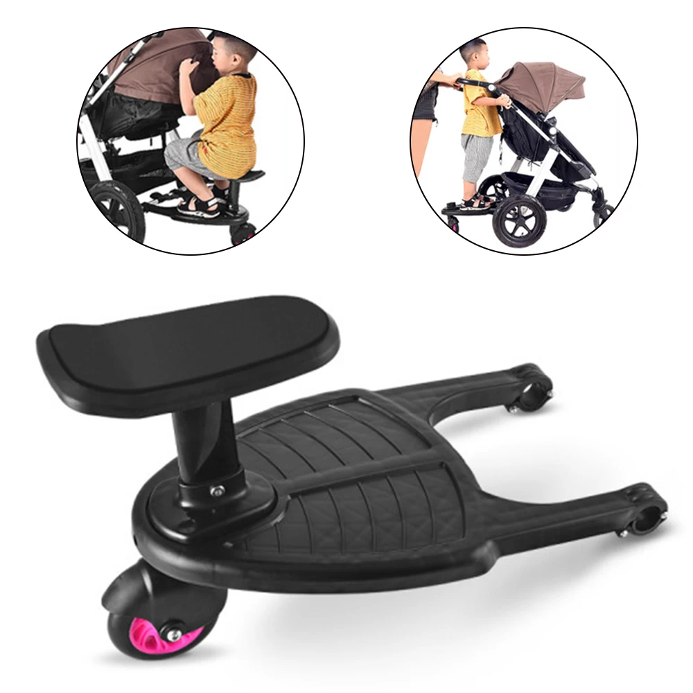 Children Stroller Pedal Adapter Twin Auxiliary Trailer Twins Scooter Hitchhiker Kids Standing Plate with Seat Kids Glider Board