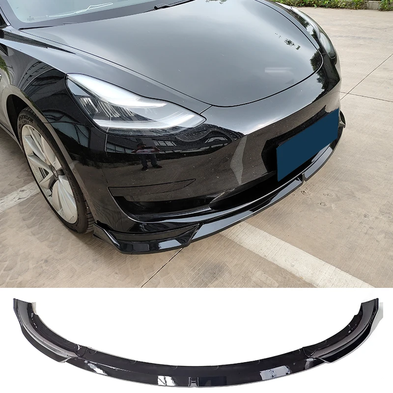 Front Bumper Splitter Lip Diffuser Spoiler Skirt Body Kit Decorative Strip Shovel For Tesla Model 3 Sedan 2016 - 2021