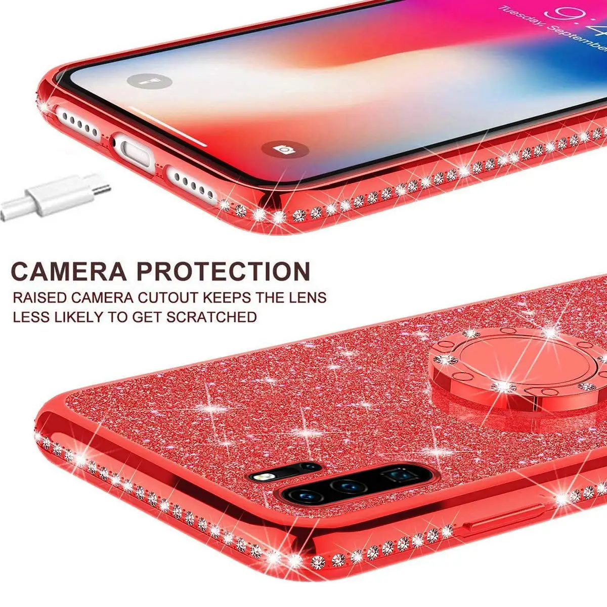 Стразы чехол с кольцом для пальца для HUAWEI Nova 3 3i Honor 7A 7C 7X 8A 8C 8S 8X20 10 Y5 Y6 Y9 бриллиантовый блеск мягкий чехол