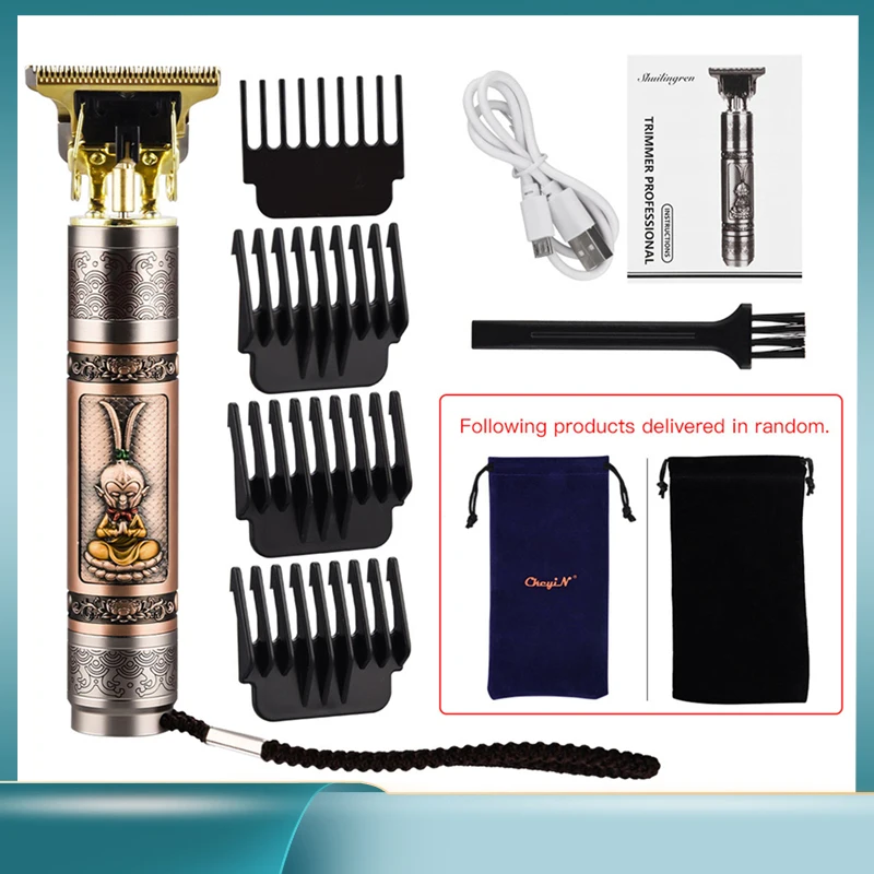 

T Bald Head Hair Clipper Professional Men's Hair Trimmer Clipper USB Rechargeable Trimmer T-Outliner Barber Shaving Machine