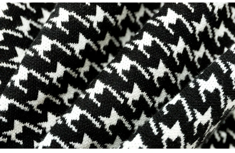 Элегантный однобортный клетчатый вязаный кардиган женский черный модный свитер