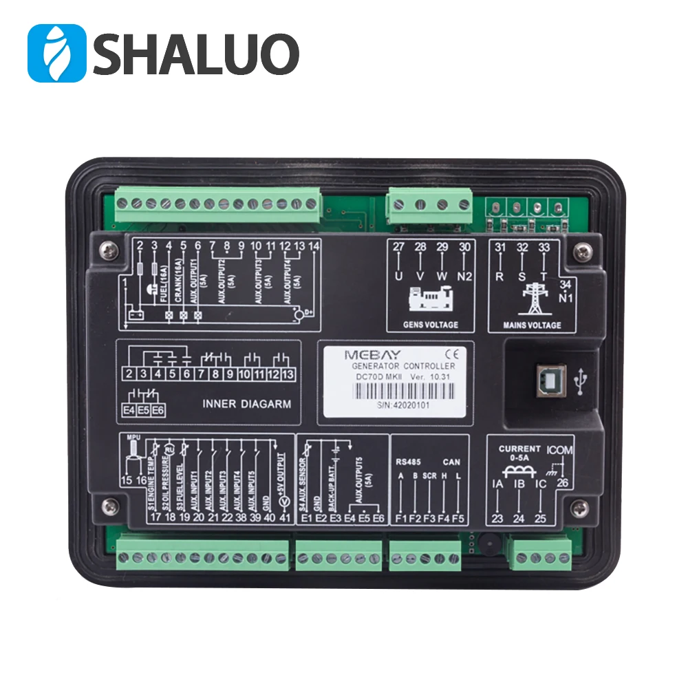 

Контроллер дизельного генератора Mebay DC70D DC72D AMF, модуль автоматического запуска, генераторная установка, параметры мониторинга, ЖК-дисплей, панель DC70DR MKII