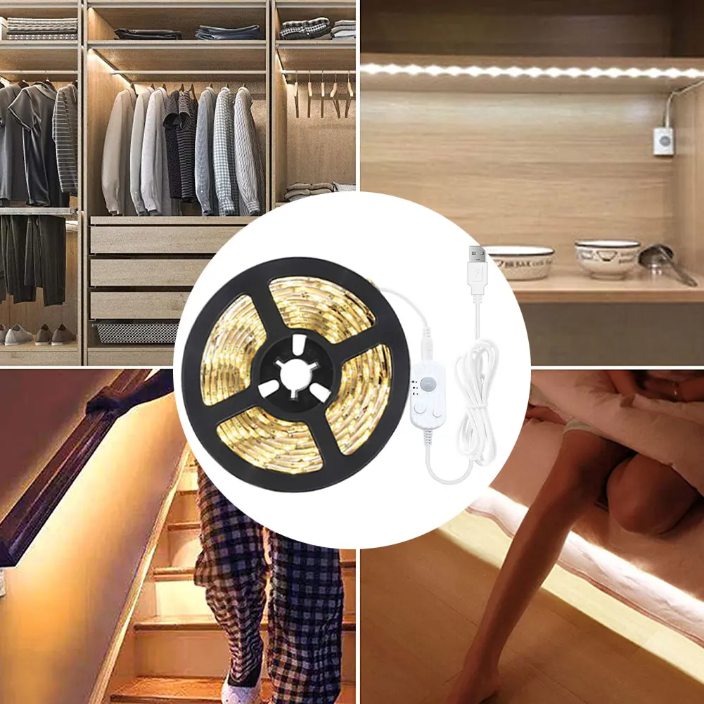 

LED strip light DC12V 3m/roll flexible bar light indoor home decoration light Motion Sensor Stairs Wardrobe Lamp Tape Decoration