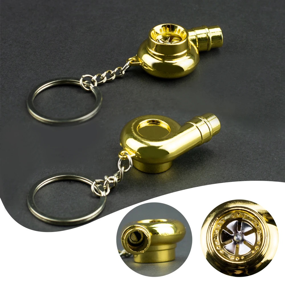 

Creative Metal Turbocharger Keychain Whistle Sound Turbo Keyring Sleeve Bearing Spinning Auto Part Model Turbine Key Keyfob