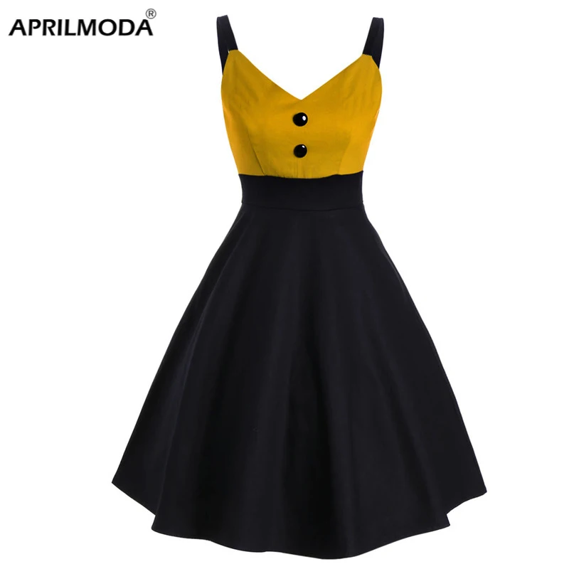 

Женское платье с высокой талией в стиле пэчворк, летнее сексуальное платье средней длины на бретельках, винтажные Вечерние платья на бретел...