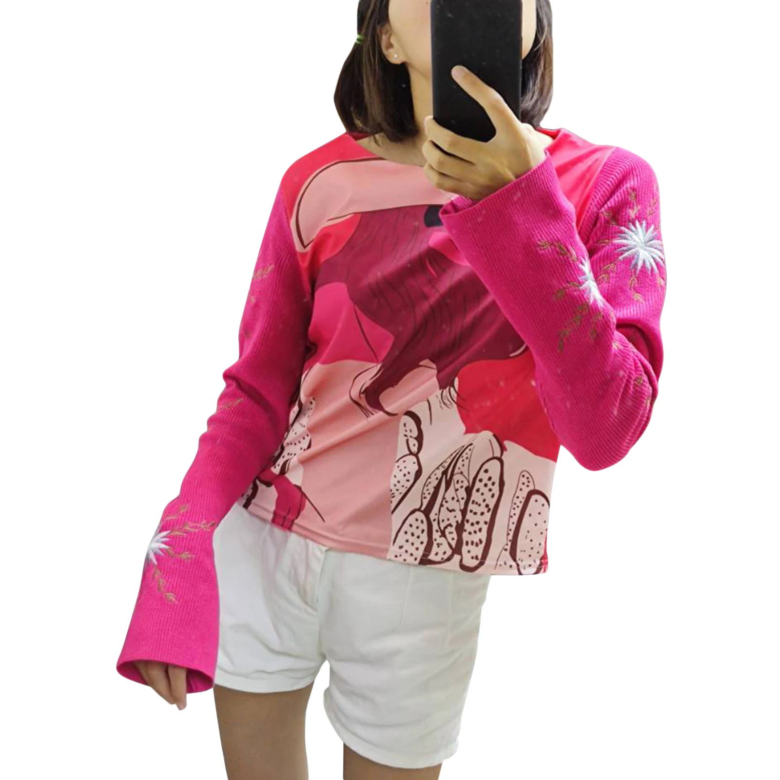 

Женский трикотажный кроп-Топ с длинным рукавом, в стиле пэчворк