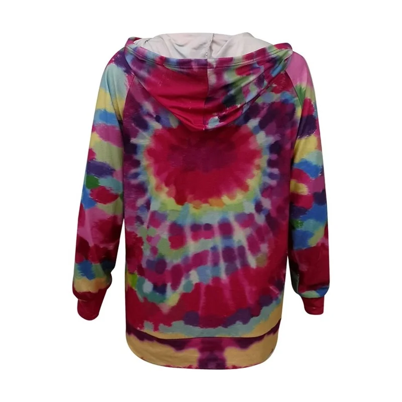 

Tie Dye Slim Casual Woman Jacket Zipper Patchwork Cotton Summer Outdoor Tops Turn Down Collar Pocket Elastic Zip up Hoodies 2021