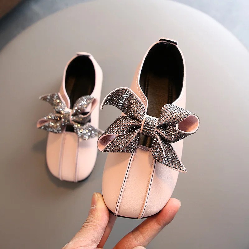 Новинка 2020 милая обувь принцессы с бантом для девочек модные кожаные туфли на