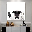 Крутой абстрактный Dj собак прослушивание музыки Смешные животные Фотообои с рисунком настенные картины для гостиной домашний декор