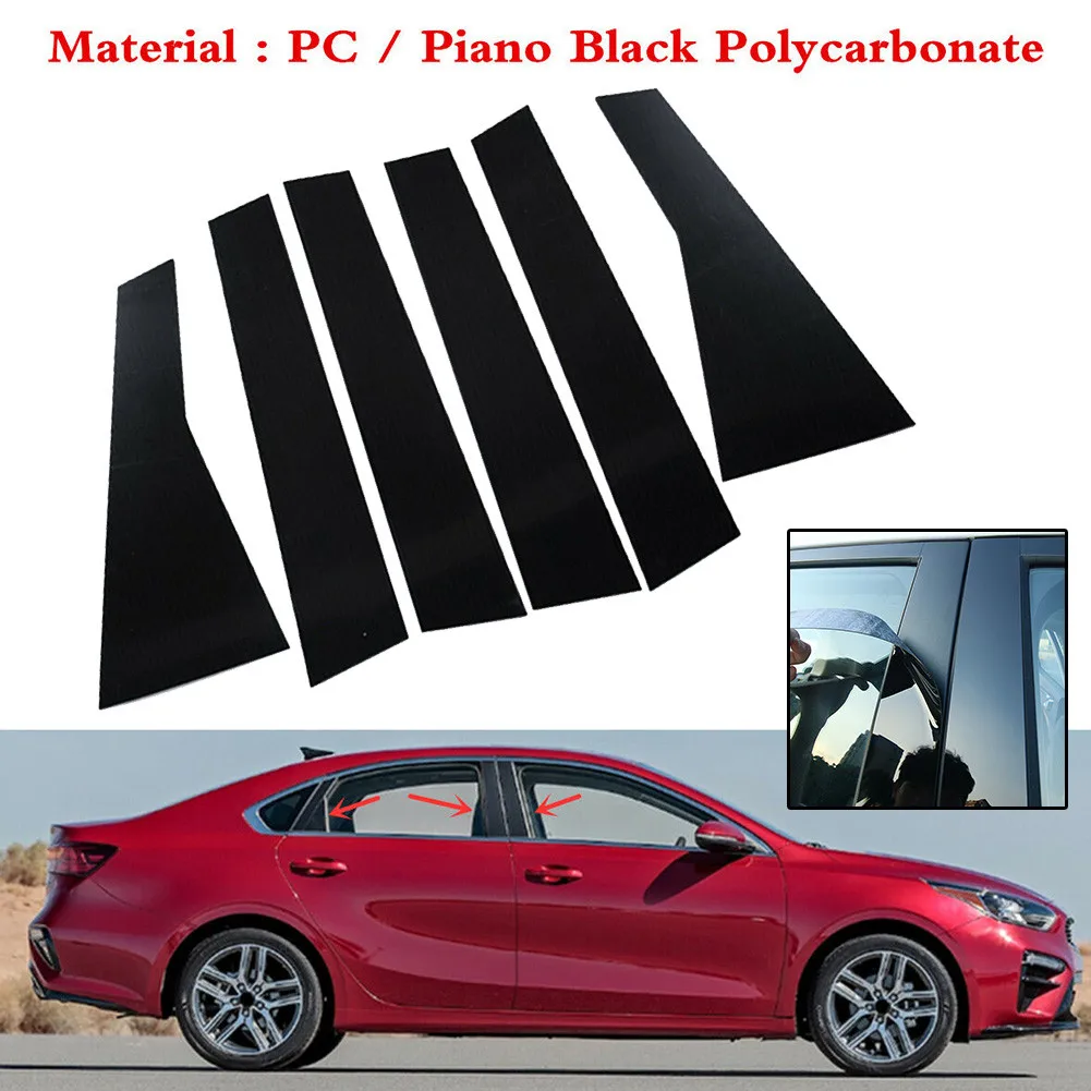 

Black Pillar Posts Cover Trim Decals Door For Kia Forte Sedan Plastic Stickers Waterproof